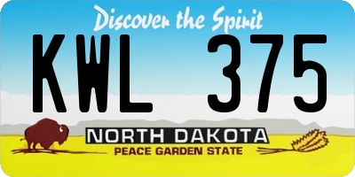ND license plate KWL375