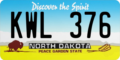 ND license plate KWL376