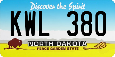ND license plate KWL380
