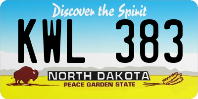 ND license plate KWL383
