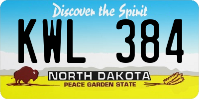 ND license plate KWL384