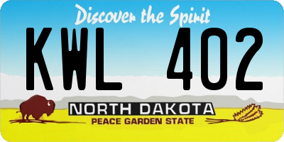 ND license plate KWL402