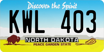 ND license plate KWL403