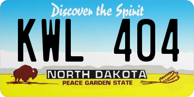 ND license plate KWL404