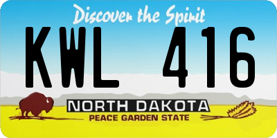 ND license plate KWL416