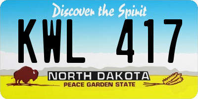 ND license plate KWL417