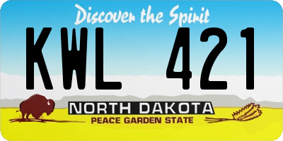 ND license plate KWL421