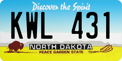 ND license plate KWL431