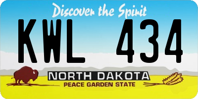 ND license plate KWL434