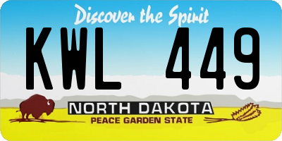 ND license plate KWL449