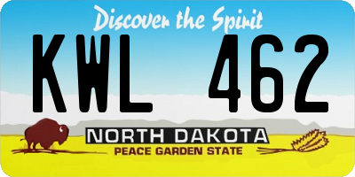 ND license plate KWL462