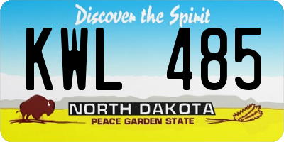 ND license plate KWL485