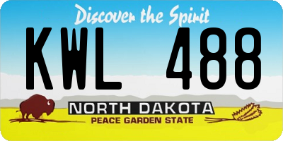 ND license plate KWL488