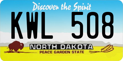 ND license plate KWL508