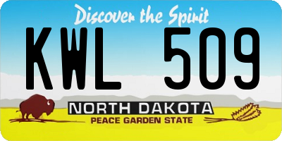 ND license plate KWL509