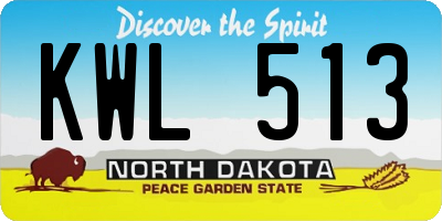 ND license plate KWL513