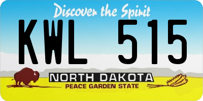 ND license plate KWL515