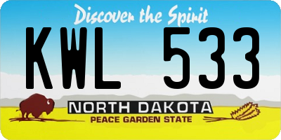 ND license plate KWL533