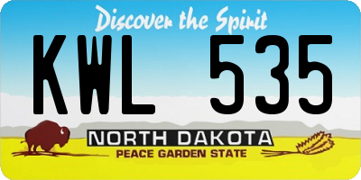 ND license plate KWL535