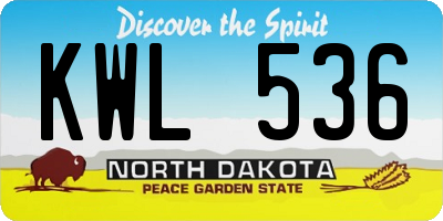 ND license plate KWL536
