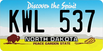 ND license plate KWL537