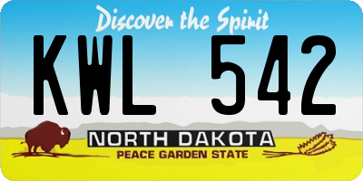 ND license plate KWL542