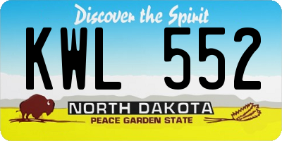 ND license plate KWL552