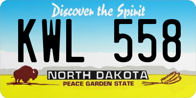 ND license plate KWL558