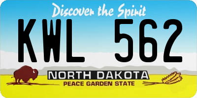 ND license plate KWL562