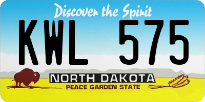 ND license plate KWL575