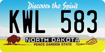 ND license plate KWL583