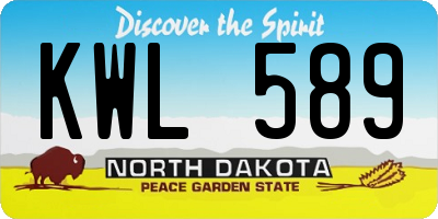 ND license plate KWL589