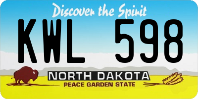 ND license plate KWL598