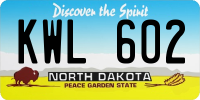 ND license plate KWL602