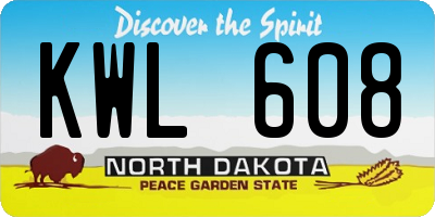ND license plate KWL608