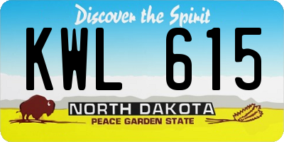 ND license plate KWL615