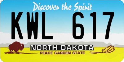 ND license plate KWL617