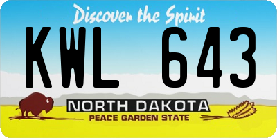 ND license plate KWL643