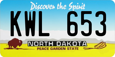 ND license plate KWL653
