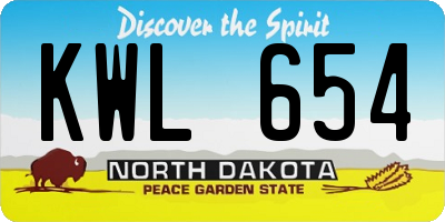 ND license plate KWL654