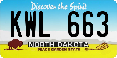 ND license plate KWL663