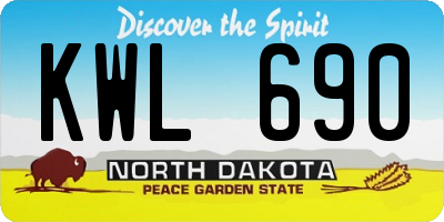 ND license plate KWL690