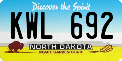 ND license plate KWL692
