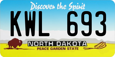 ND license plate KWL693