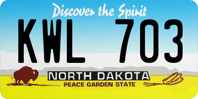 ND license plate KWL703