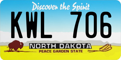 ND license plate KWL706