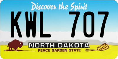 ND license plate KWL707
