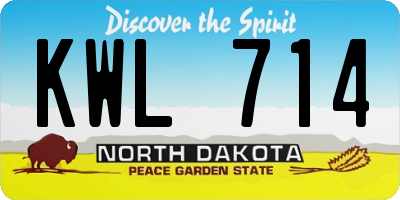 ND license plate KWL714