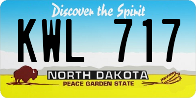 ND license plate KWL717