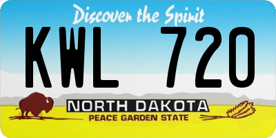 ND license plate KWL720
